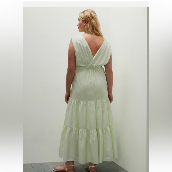 NWT Banana Republic organic cotton tencil tiered maxi dress size M Tall green - Picture 7 of 14